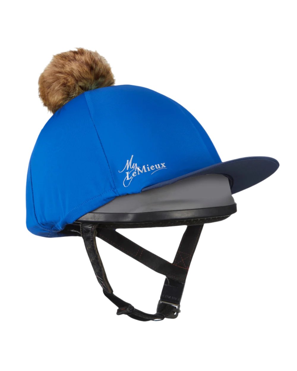 Benetton Blue Coloured LeMieux Pom Hat Silk On A White Background 