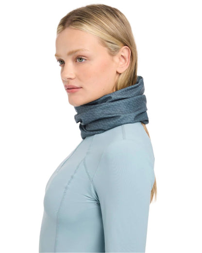 Petrol Coloured LeMieux Printed Stretch Snood On A White Background 