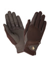 Brown coloured LeMieux Pro Mesh Gloves on white background #colour_brown