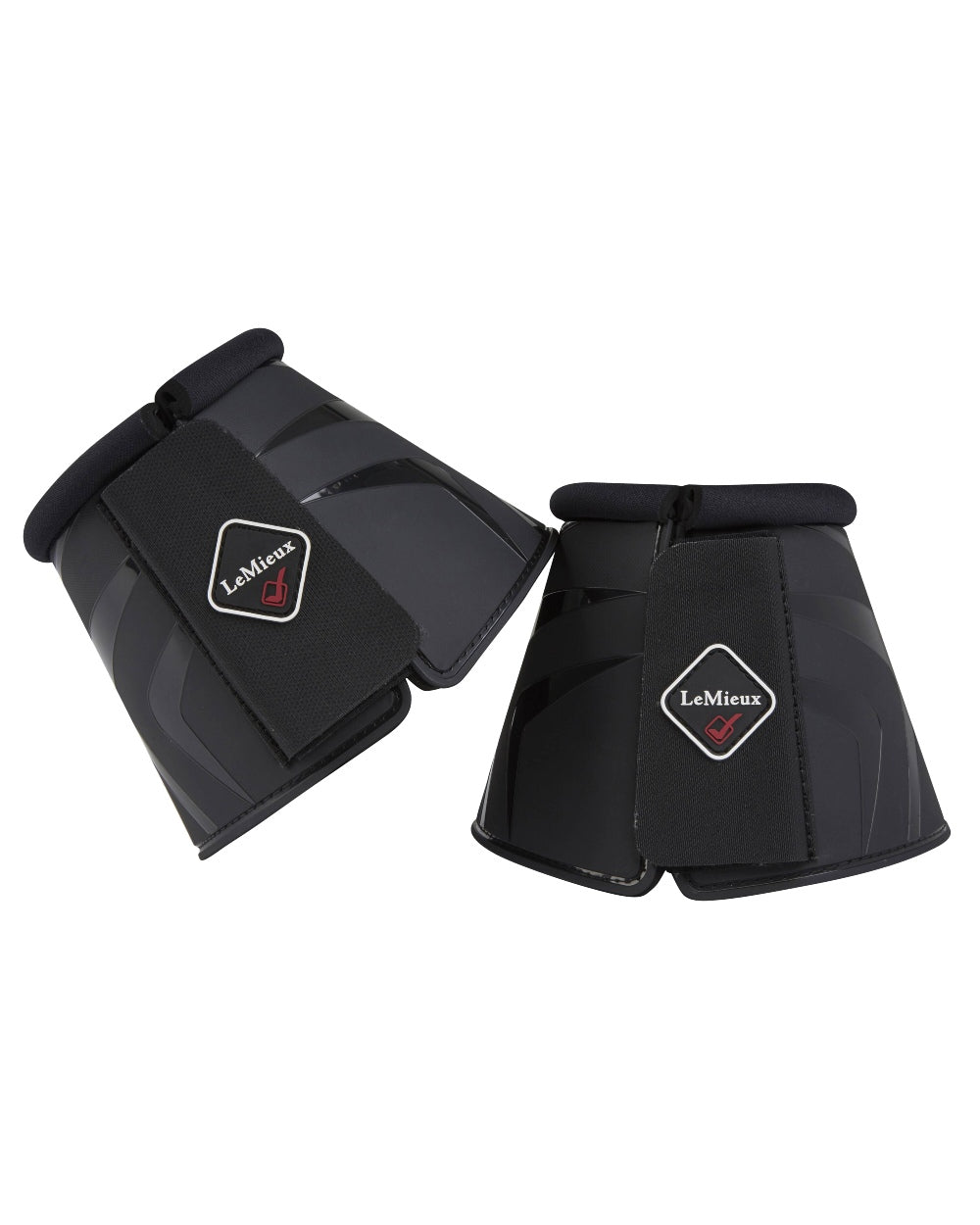Black coloured LeMieux ProShell Over Reach Boots on white background 