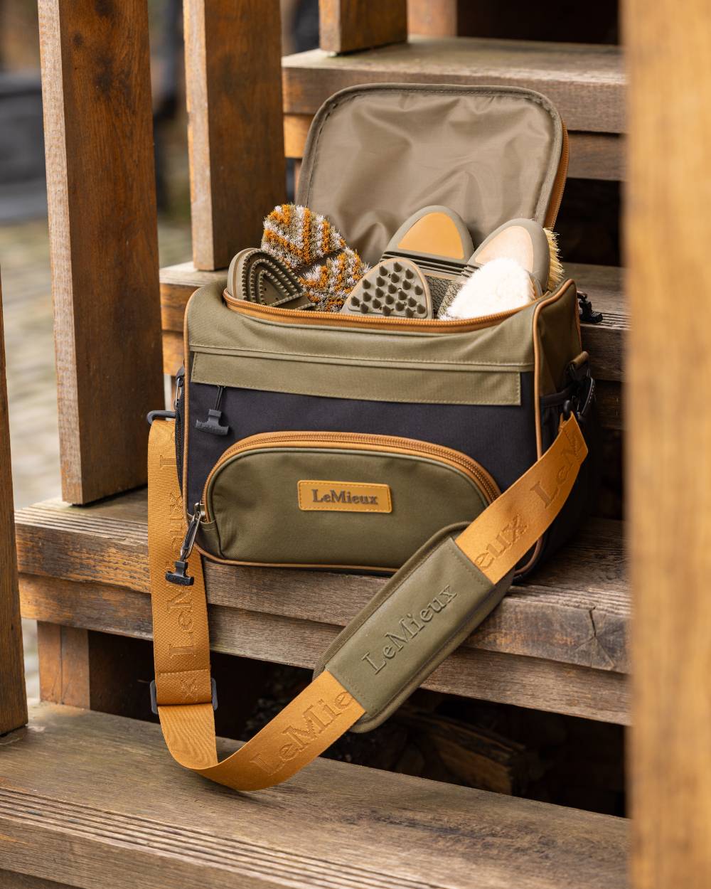 Alpine Coloured LeMieux ProKit Lite Grooming Bag On A Stable Background 