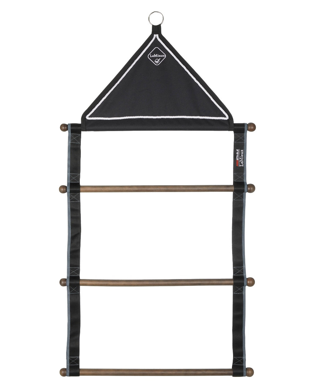 Black coloured LeMieux Rug Hanging Rack on white background 