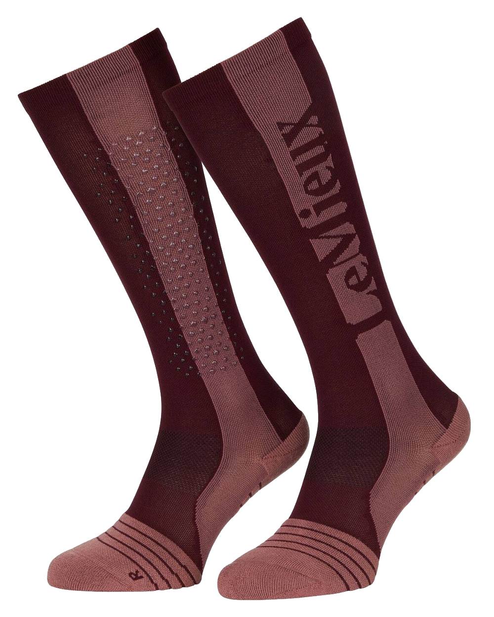 Merlot coloured LeMieux Silicone Performance Sock on white background 