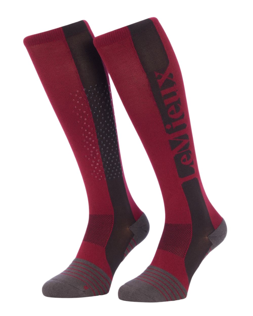 Ember Coloured LeMieux Silicone Socks On A White Background 