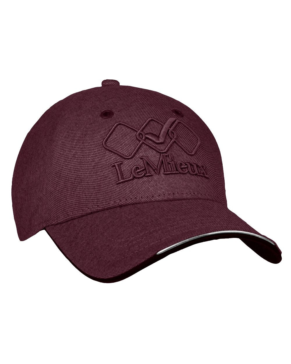 Burgundy coloured LeMieux Team Baseball Cap on white background 