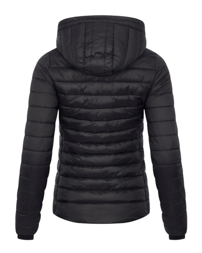 Black Coloured LeMieux Tilly Hooded Puffer Jacket On A White Background 