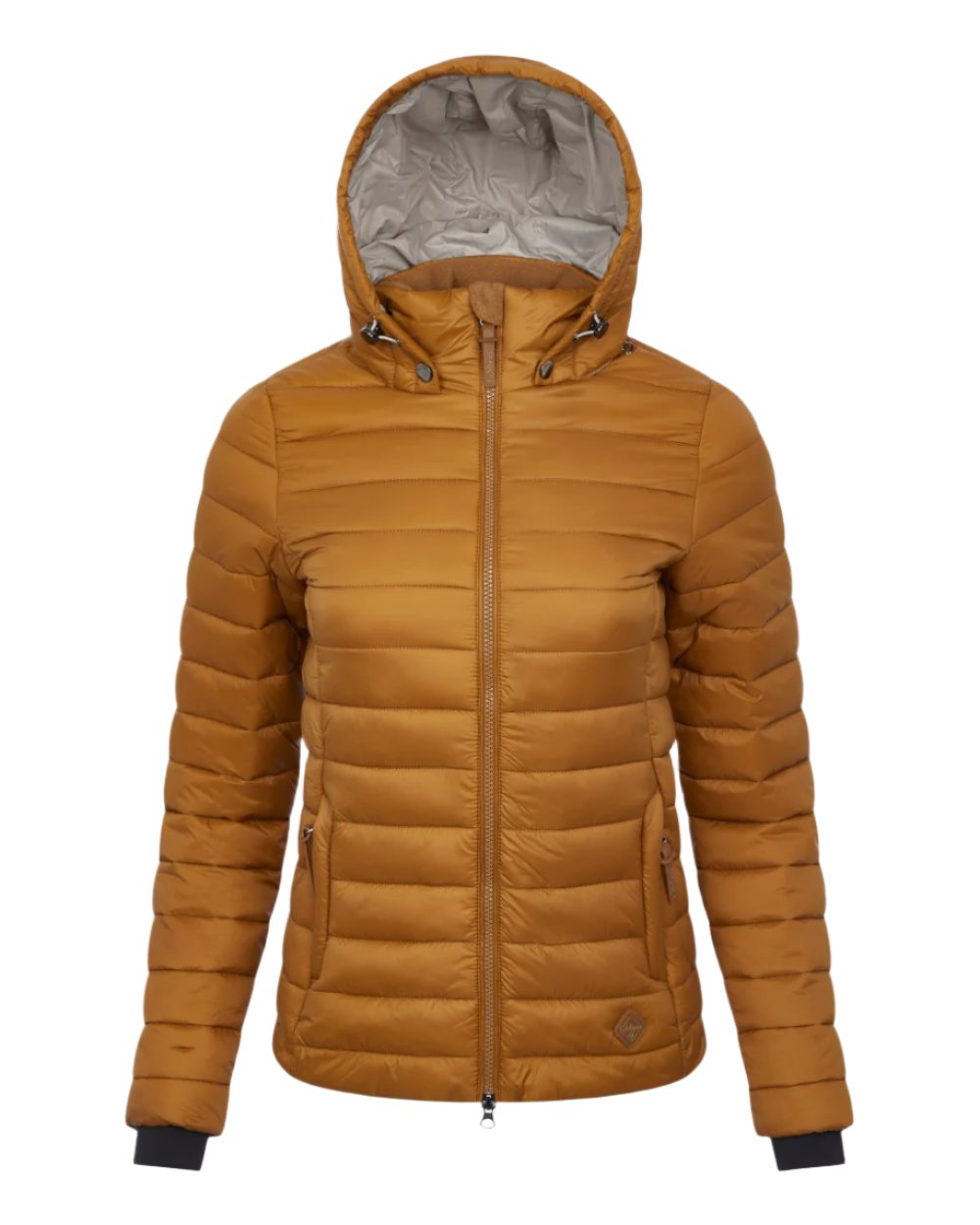 Ginger Coloured LeMieux Tilly Hooded Puffer Jacket On A White Background 