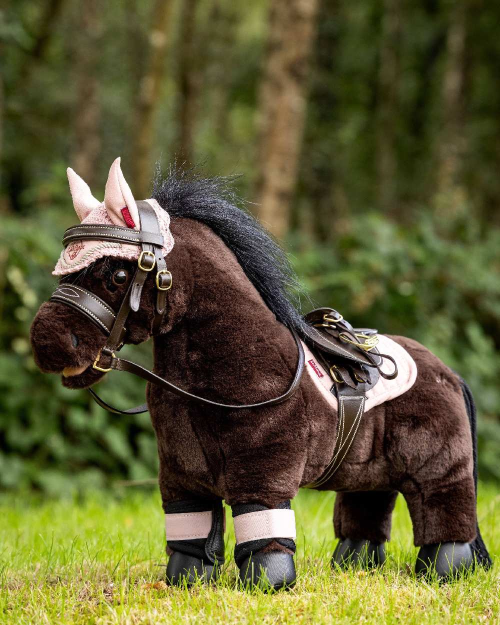 Brown coloured LeMieux Toy Pony Bridle on green background 