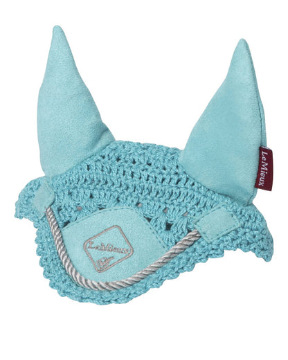 Azure coloured LeMieux Toy Pony Fly Hood on white background 