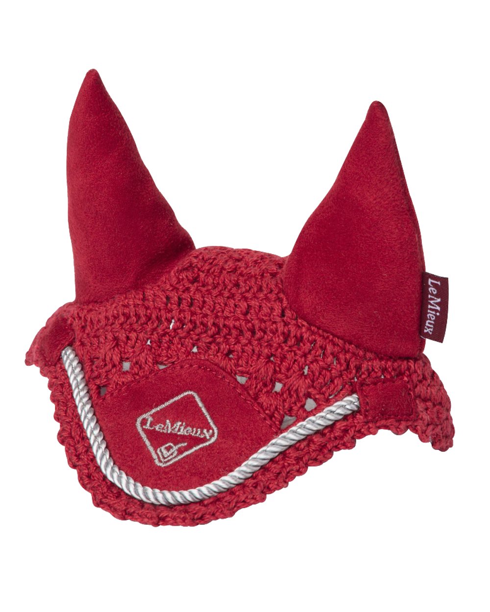 Chilli coloured LeMieux Toy Pony Fly Hood on white background 