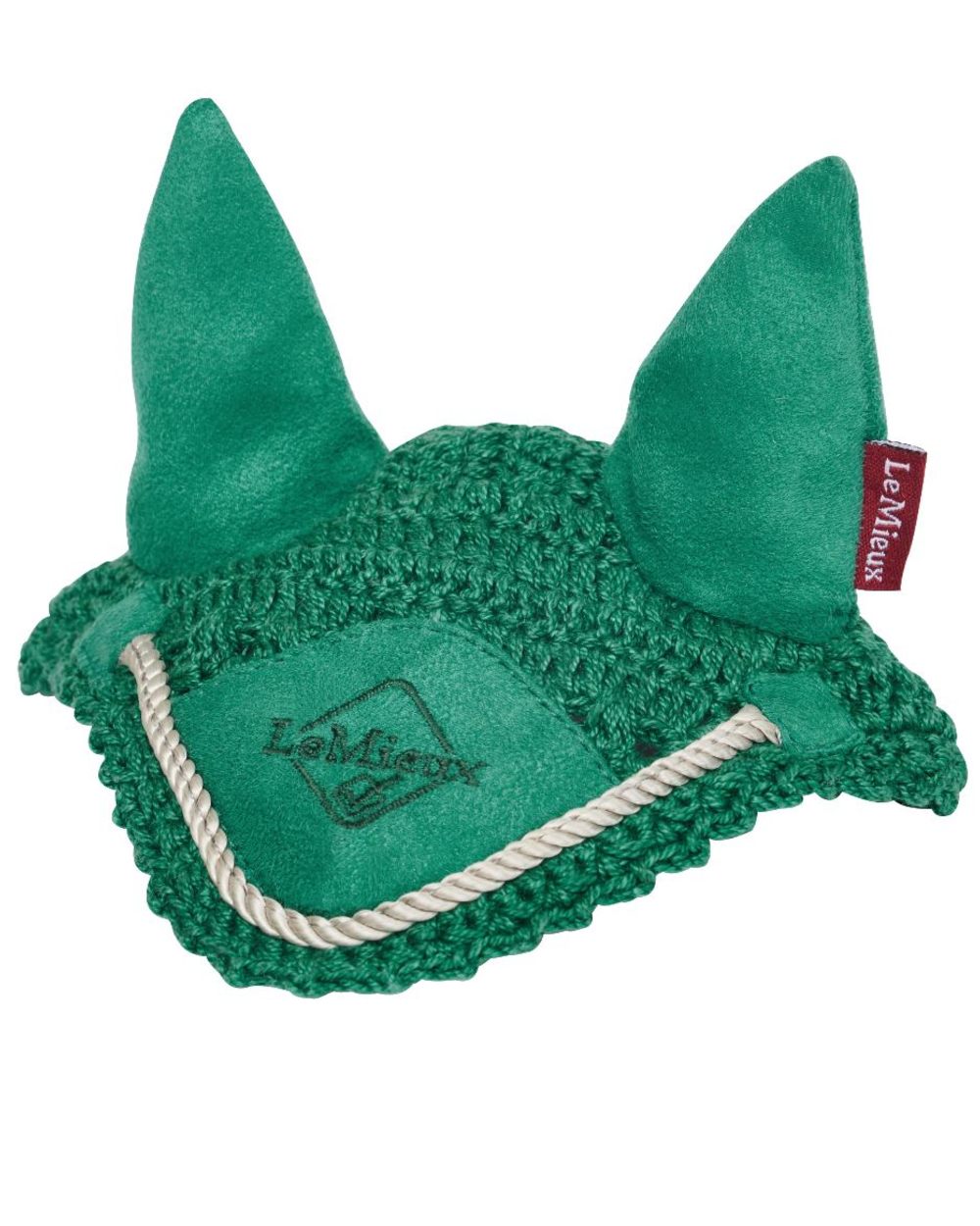 Evergreen coloured LeMieux Toy Pony Fly Hood on white background 