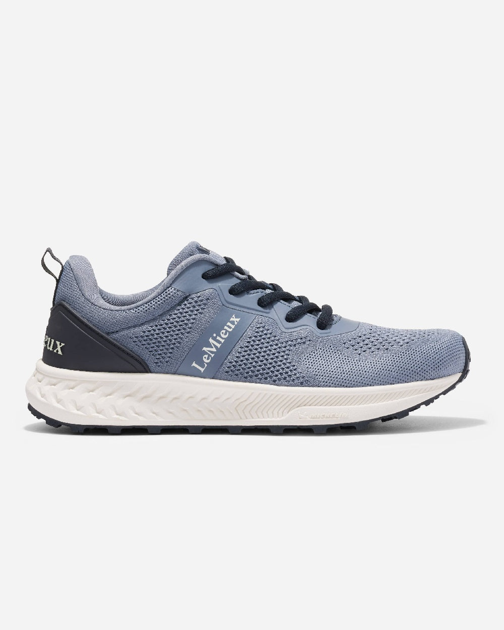 Jay Blue coloured LeMieux Trax-Lite Trainer on grey background 