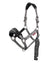 Black coloured LeMieux Vogue Headcollar & Leadrope on white background #colour_black