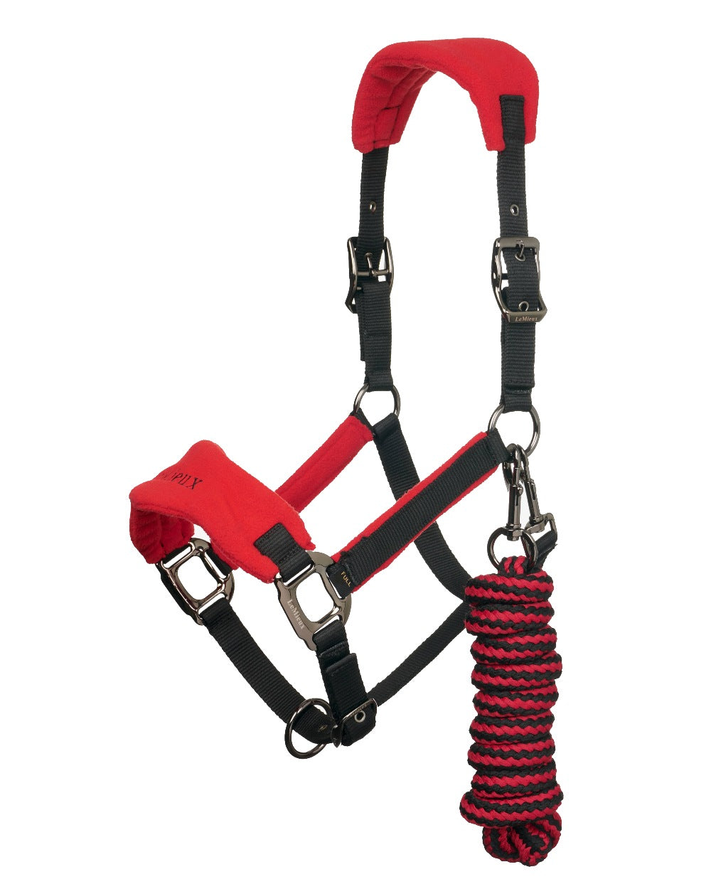 Chilli coloured LeMieux Vogue Headcollar &amp; Leadrope on white background 