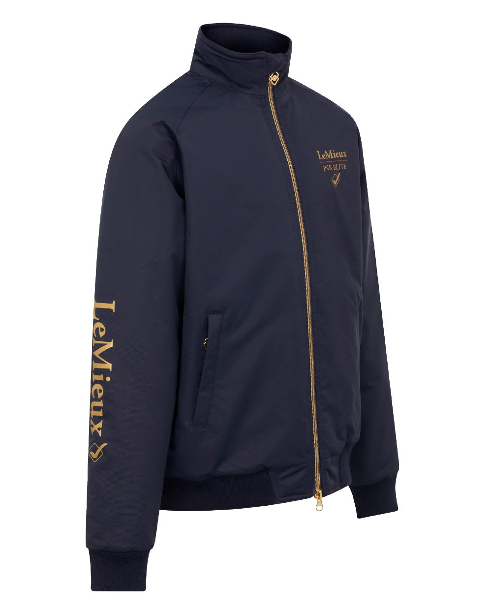 Navy coloured LeMieux Young Rider Elite Team Jacket on white background 