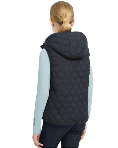 Navy Coloured LeMieux Young Rider Eloise Reversible Winter Gilet On A White Background 