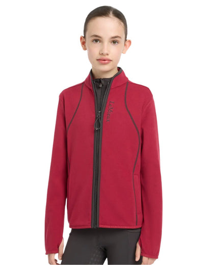 Ember Coloured LeMieux Young Rider Felicity Fleece Zip Through Jacket On A White Background 