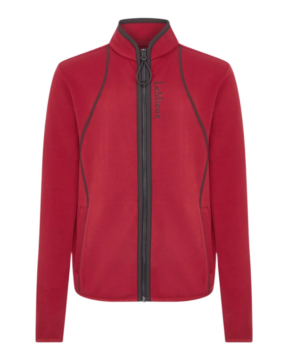 Ember Coloured LeMieux Young Rider Felicity Fleece Zip Through Jacket On A White Background 