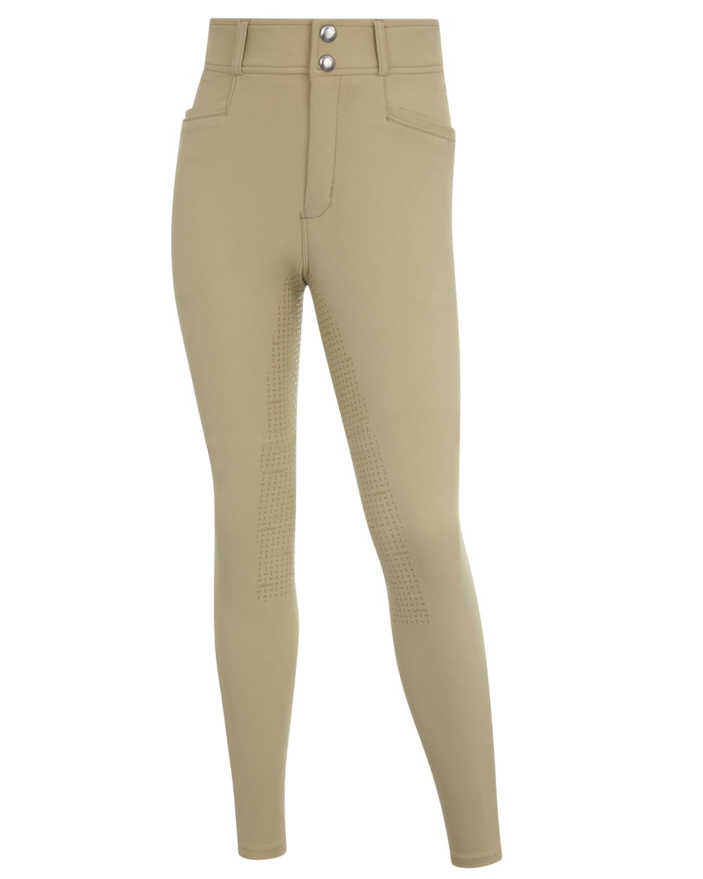 Beige coloured LeMieux Young Rider Freya Pro Breeches on white background 