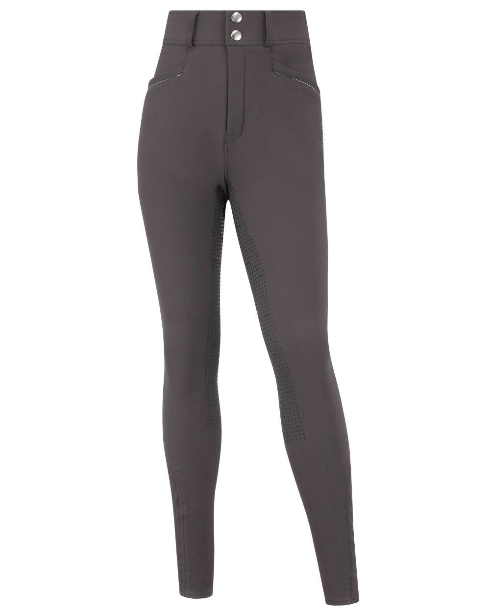 Grey coloured LeMieux Young Rider Freya Pro Breeches on white background 