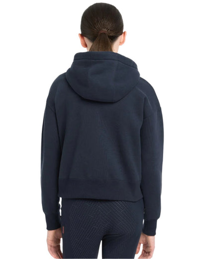 Navy Coloured LeMieux Young Rider Hettie Half Zip Hoodie On A White Background 