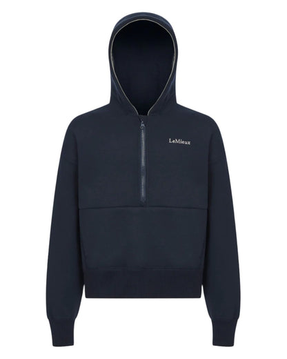 Navy Coloured LeMieux Young Rider Hettie Half Zip Hoodie On A White Background 