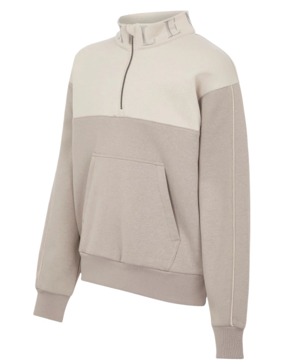 Ash Stone Coloured LeMieux Young Rider Kate Quarter Zip Sweater On A White Background 