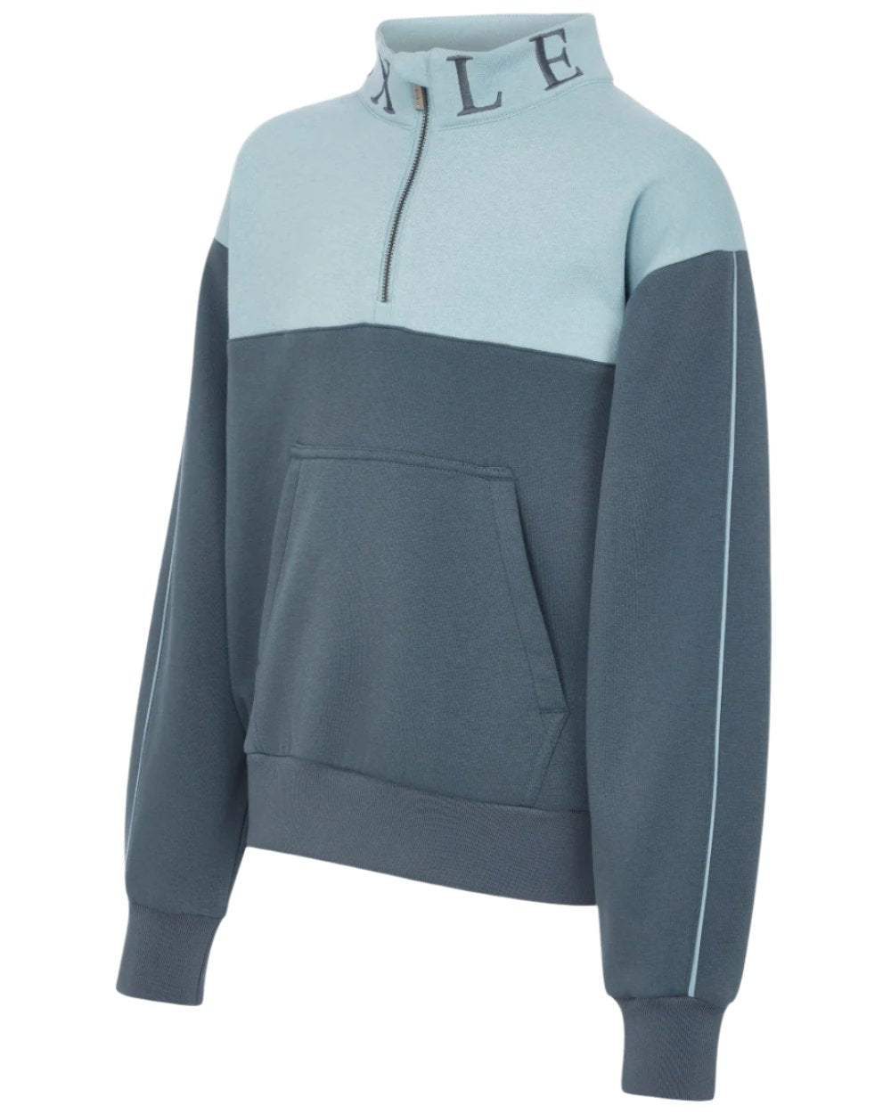 Petrol Glacier Coloured LeMieux Young Rider Kate Quarter Zip Sweater On A White Background 