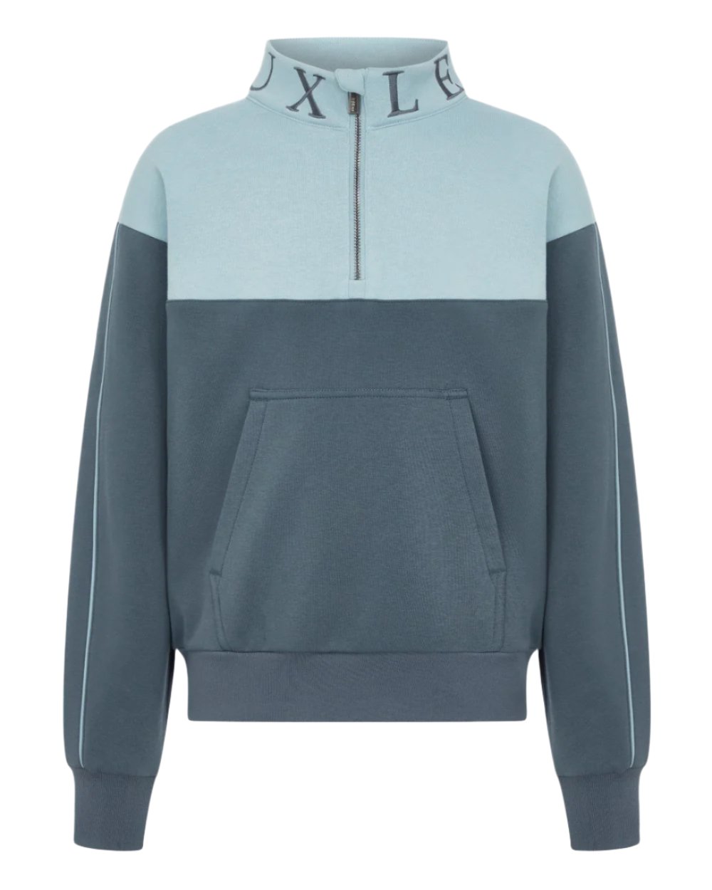 Petrol Glacier Coloured LeMieux Young Rider Kate Quarter Zip Sweater On A White Background 