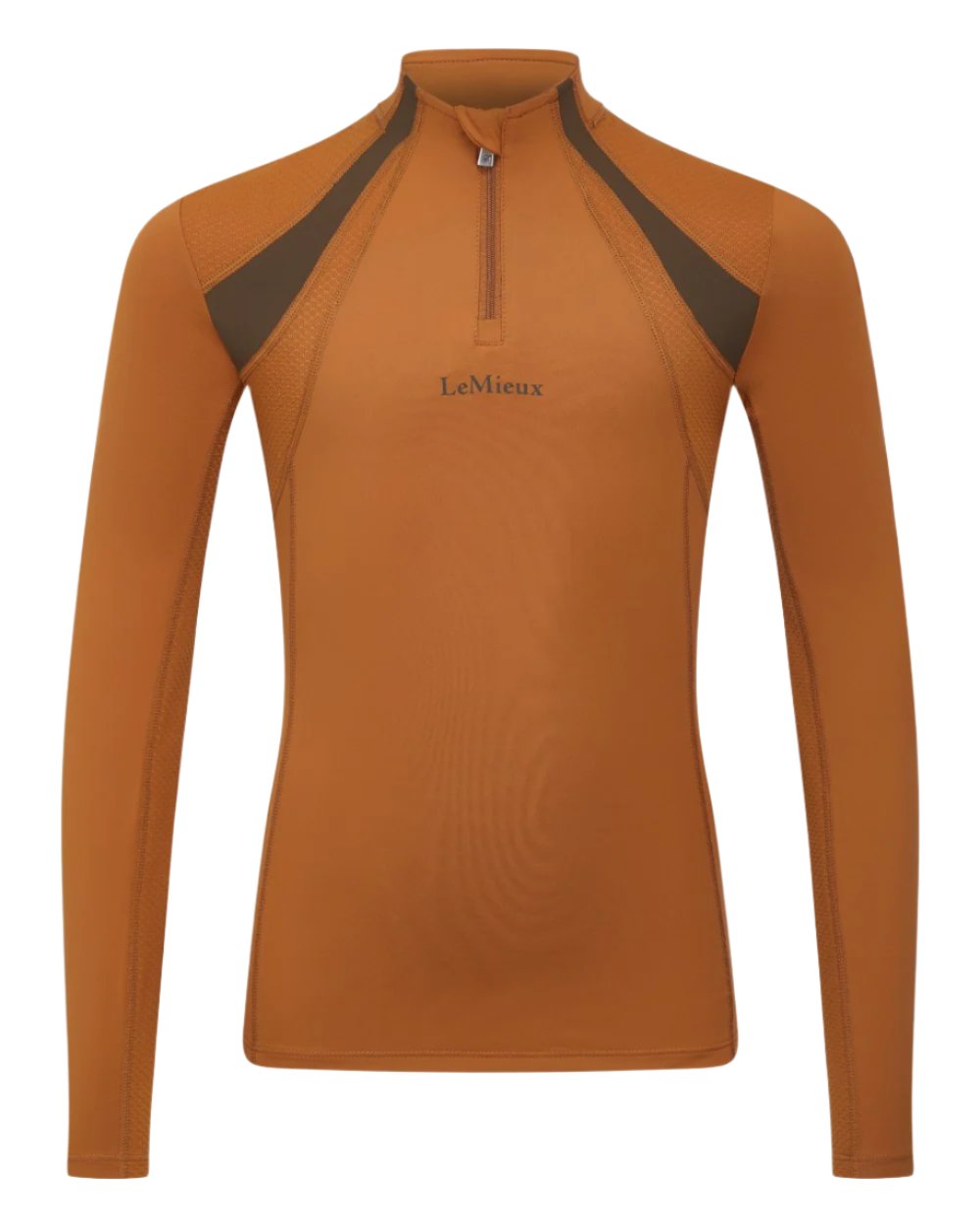 Ginger Coloured LeMieux Young Rider Mia Mesh Base Layer On A White Background 