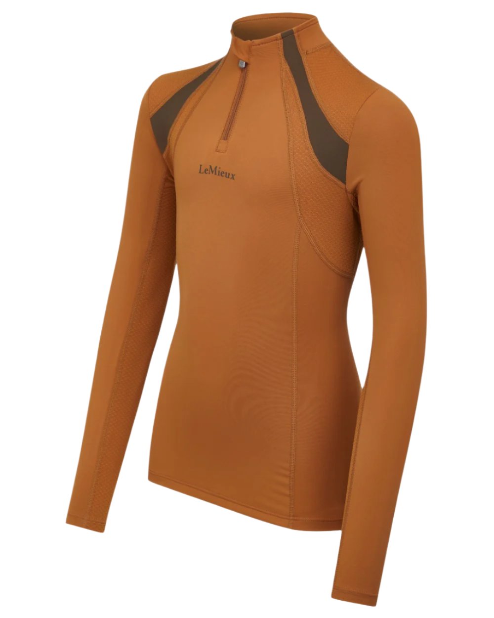 Ginger Coloured LeMieux Young Rider Mia Mesh Base Layer On A White Background 