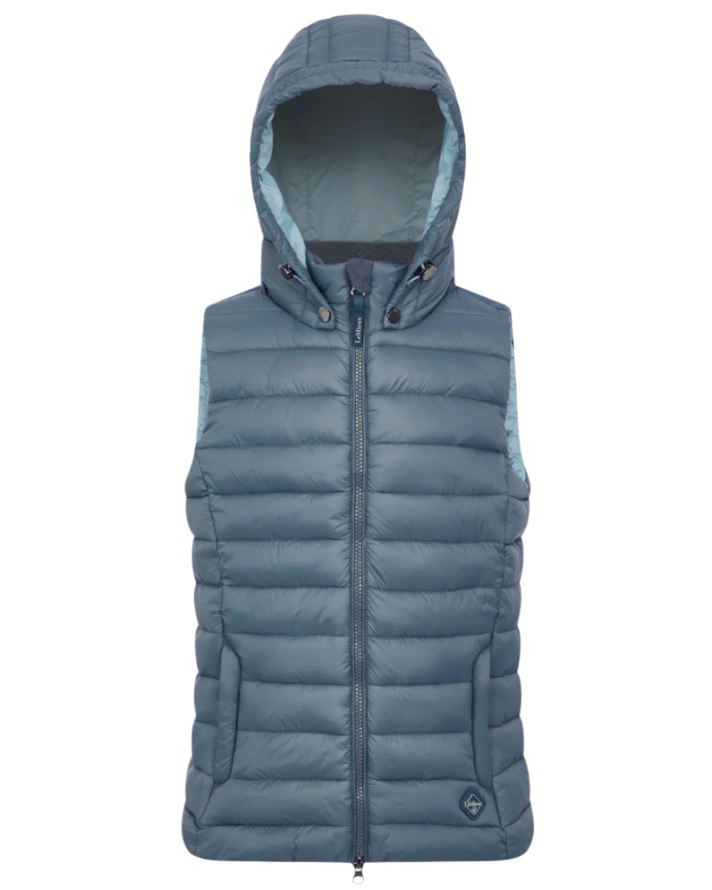 Petrol Coloured LeMieux Young Rider Milly Puffer Gilet On A White Background 