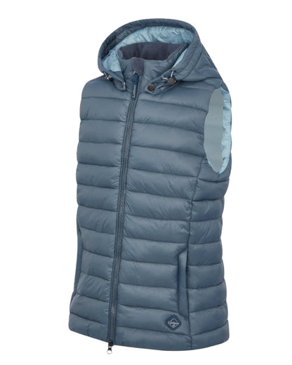 Petrol Coloured LeMieux Young Rider Milly Puffer Gilet On A White Background 