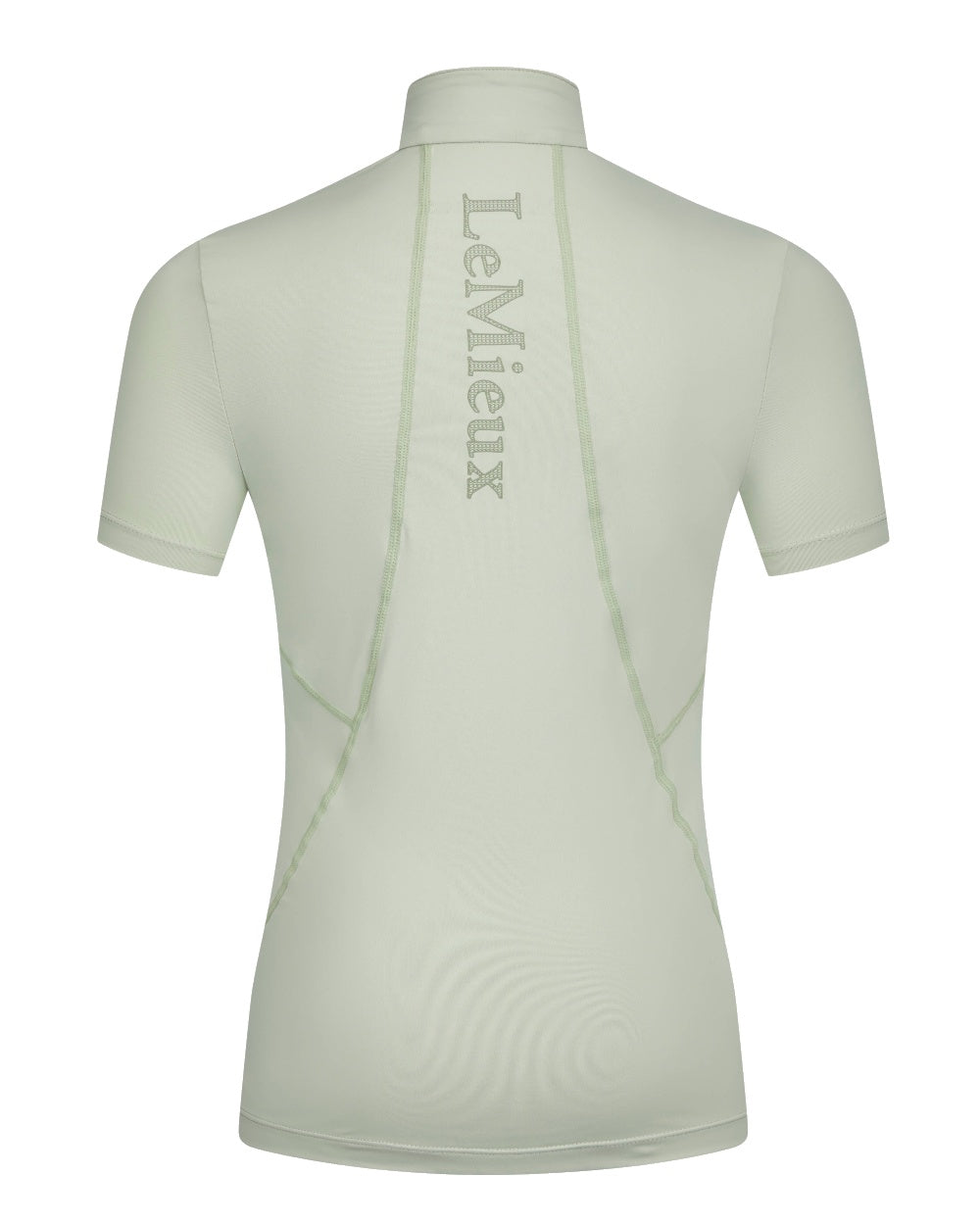 Pistachio coloured LeMieux Young Rider Short Sleeve Base Layer on white background 