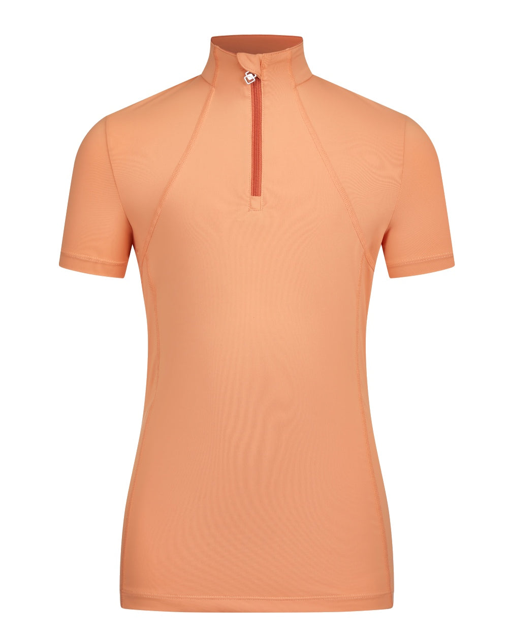 Sherbet coloured LeMieux Young Rider Short Sleeve Base Layer on white background 