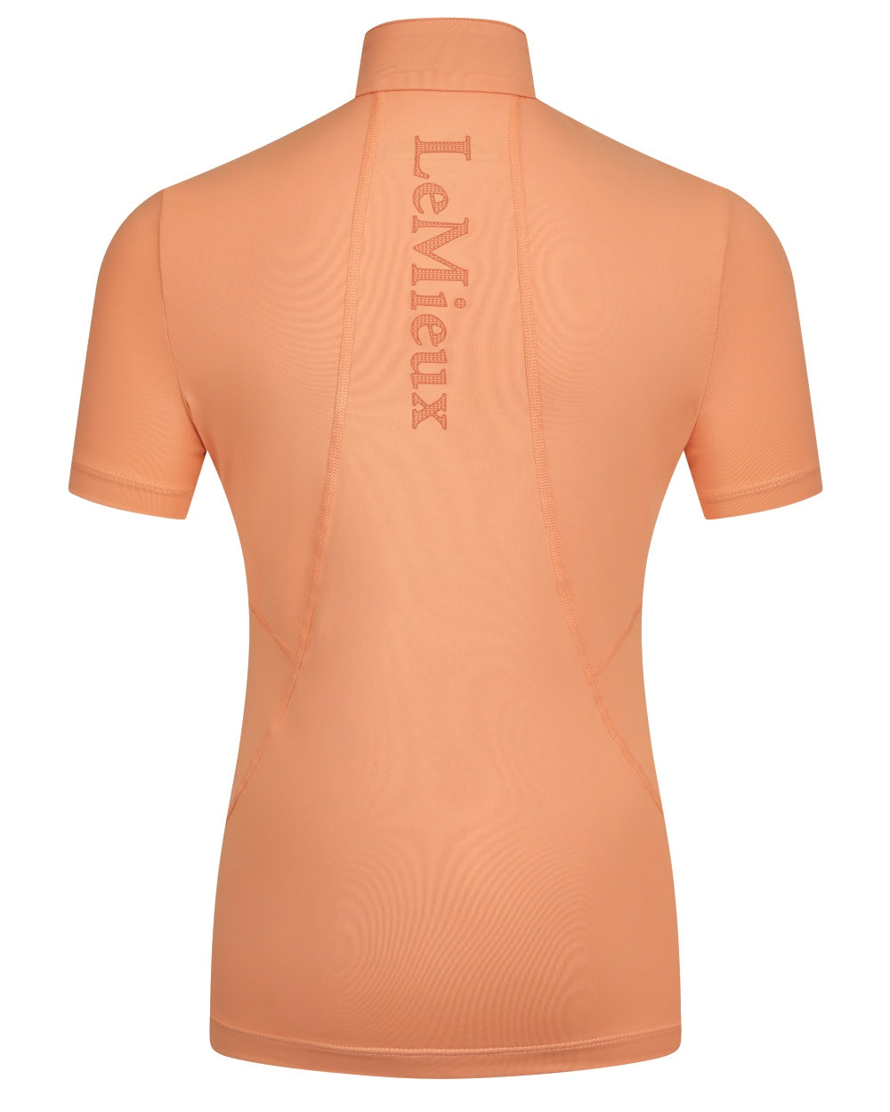 Sherbet coloured LeMieux Young Rider Short Sleeve Base Layer on white background 