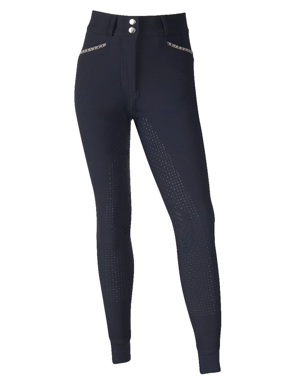 Indigo coloured LeMieux Young Rider St Tropez Breech on white background 