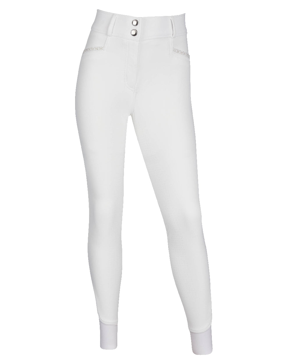 White coloured LeMieux Young Rider St Tropez Breech on grey background 