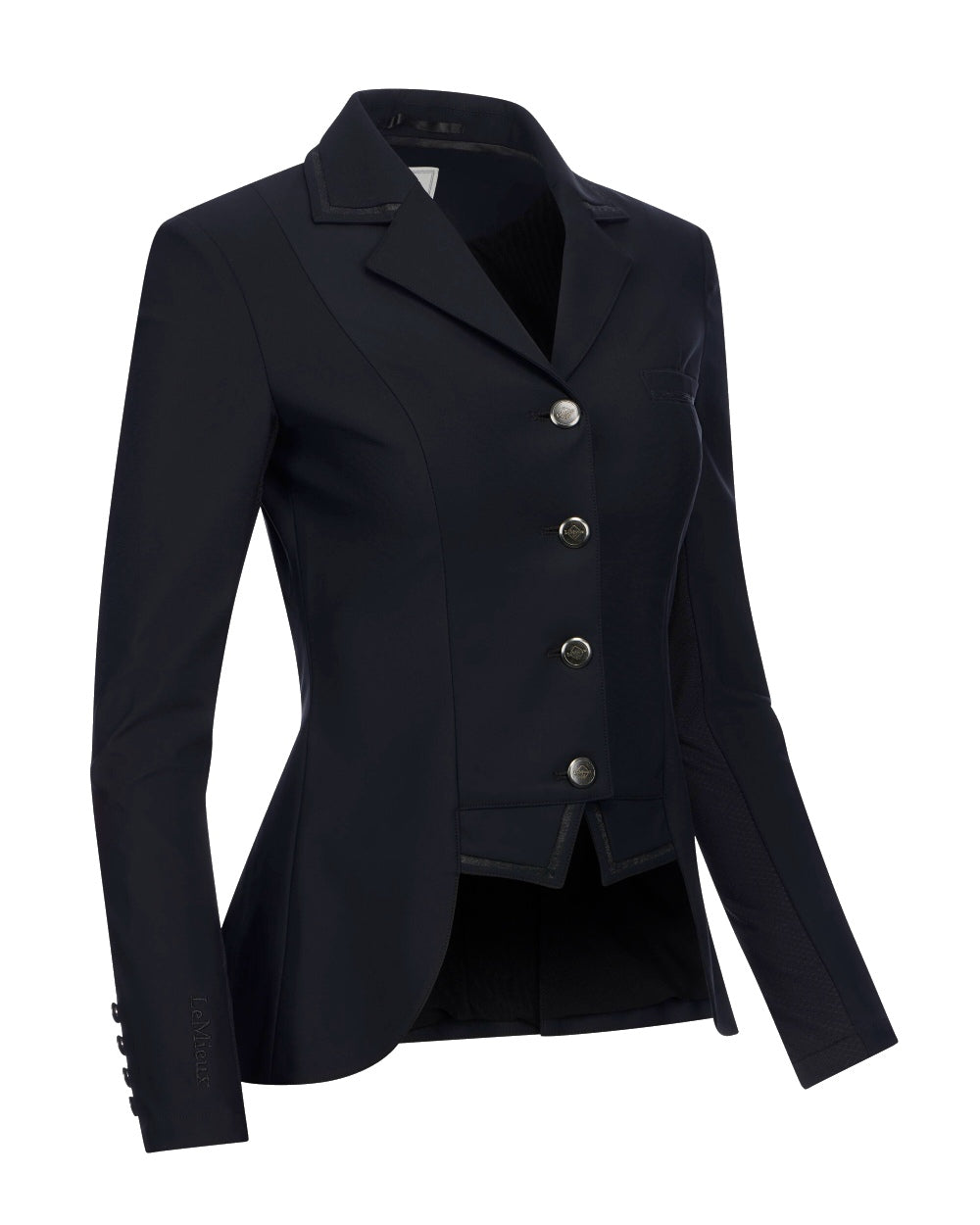 Black coloured LeMieux Zoe Show Jacket on white background 