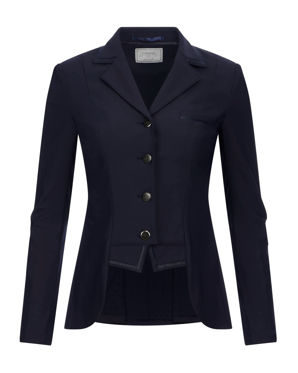 Navy coloured LeMieux Zoe Show Jacket on white background 