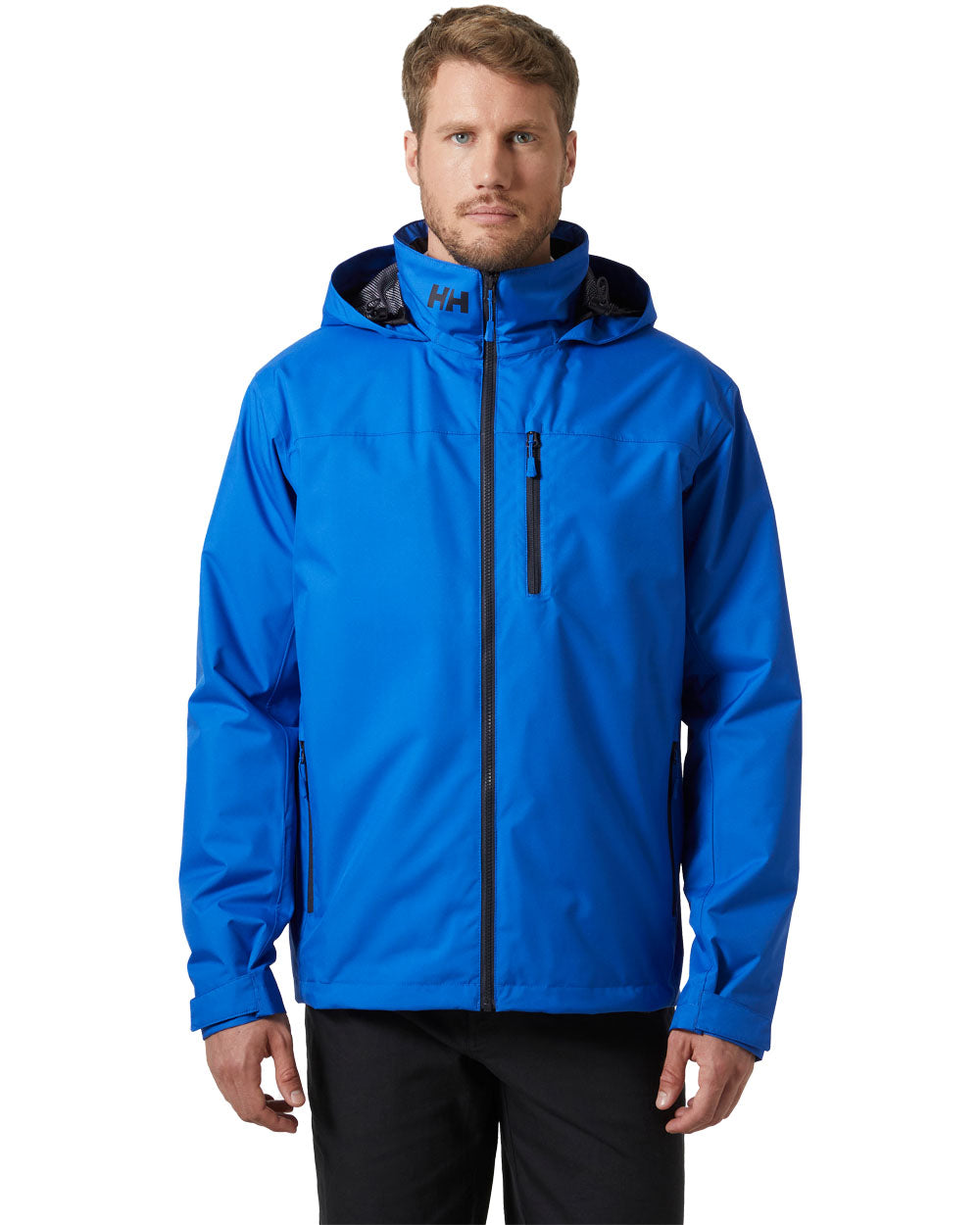 Cobalt 2 coloured Helly Hansen Mens Crew Hooded Midlayer Jacket on white background
