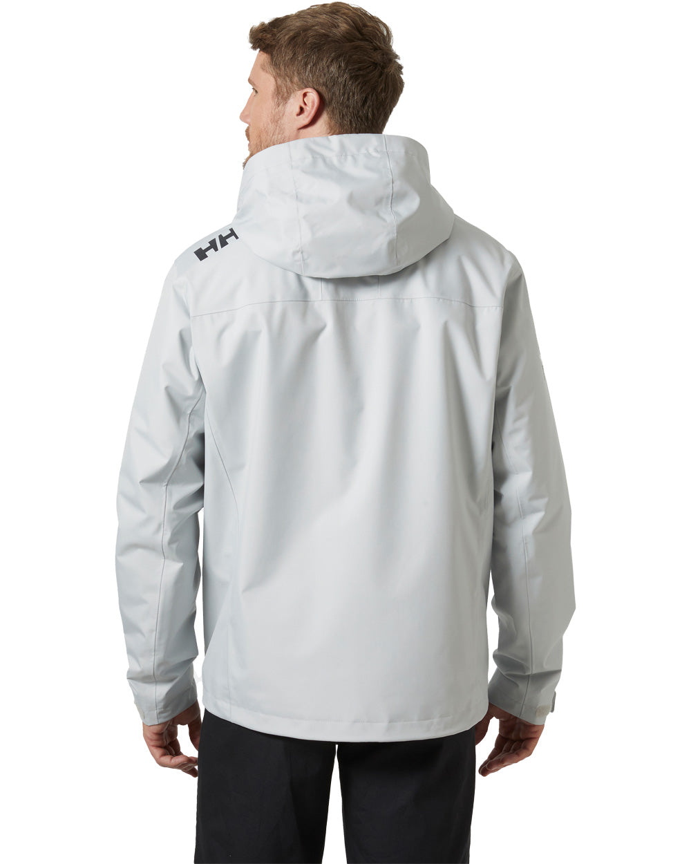 Grey Fog coloured Helly Hansen Mens Crew Hooded Midlayer Jacket on white background 