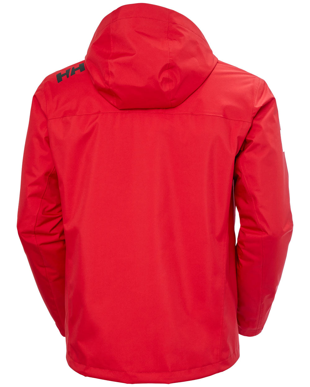 Red coloured Helly Hansen Mens Crew Hooded Midlayer Jacket on white background 