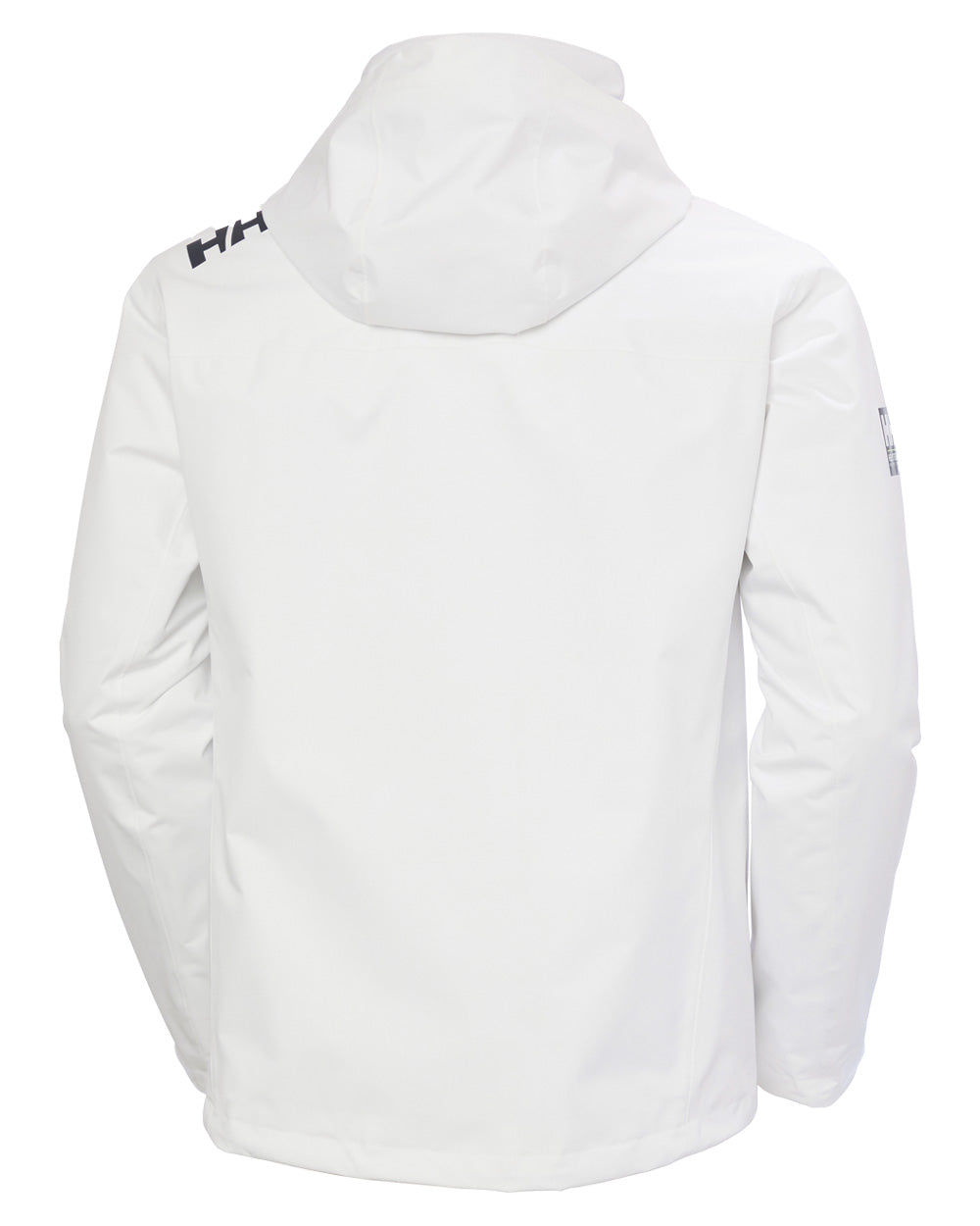 White coloured Helly Hansen Mens Crew Hooded Midlayer Jacket on white background 