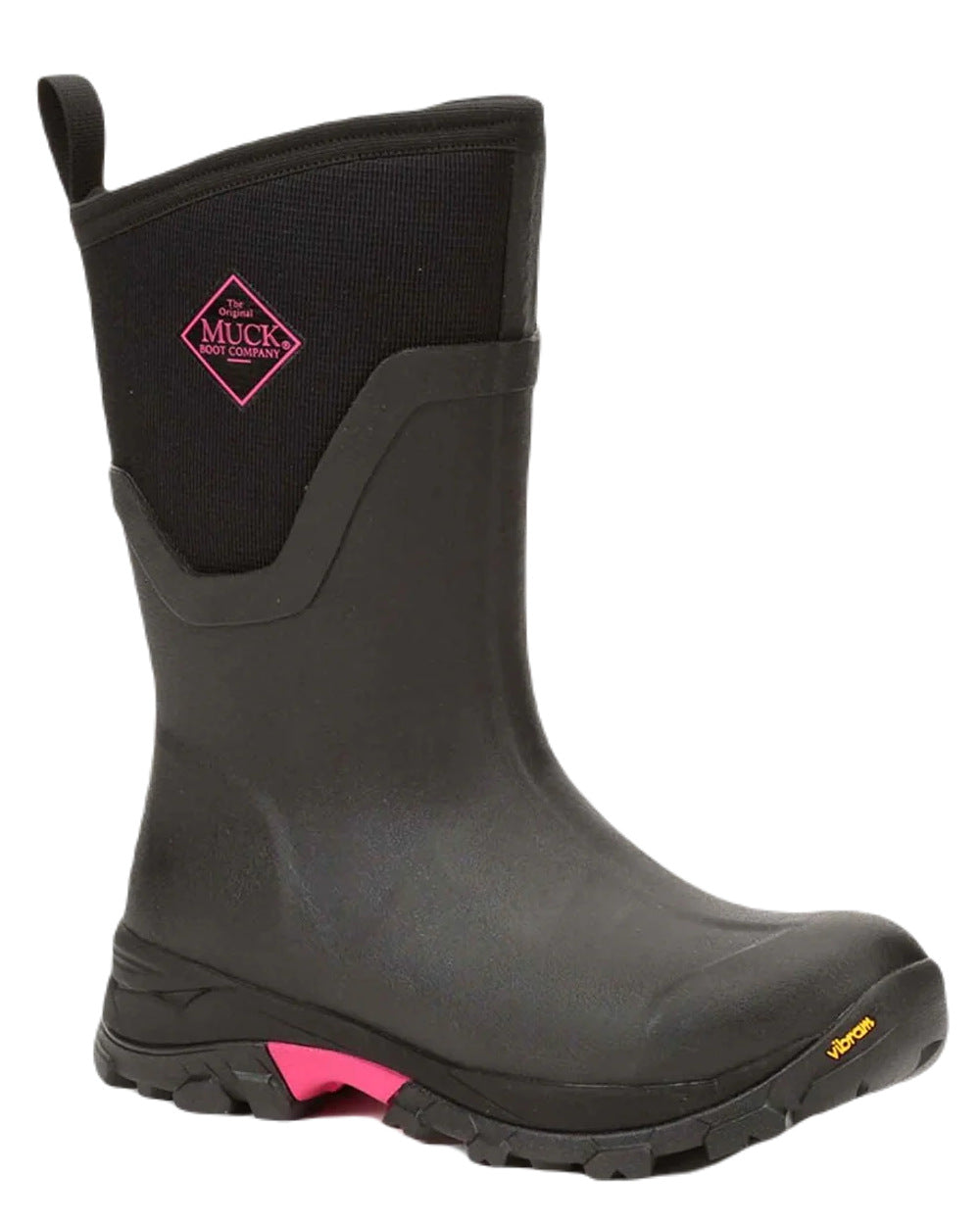 Black Coloured Muck Boots Arctic Ice Mid Wellingtons On A White Background 
