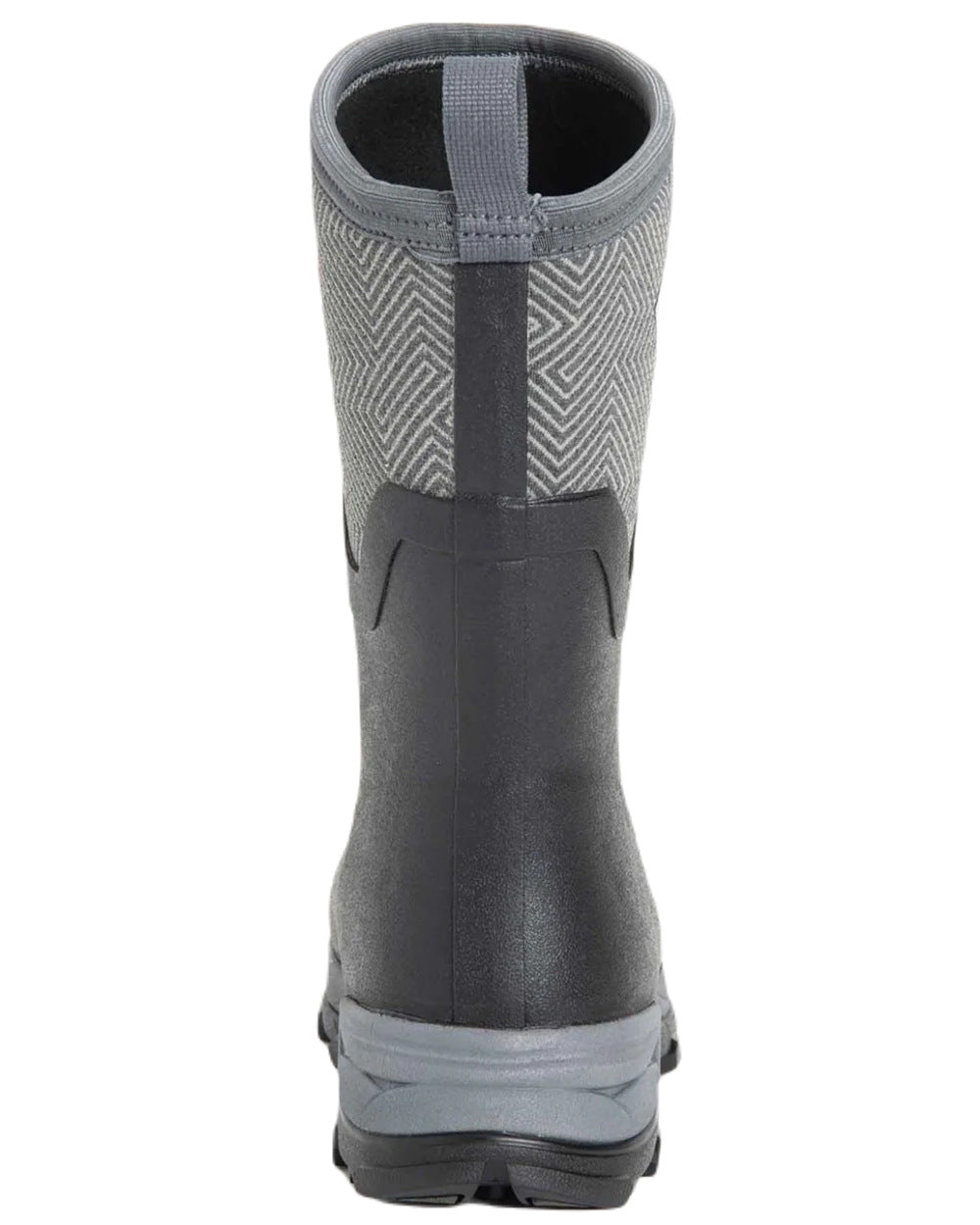 Grey Geometric Print Coloured Muck Boots Arctic Ice Mid Wellingtons On A White Background 