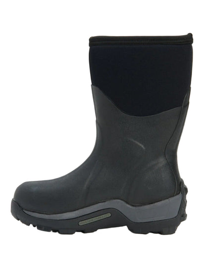 Black Coloured Muck Boots Arctic Sport Mid Wellingtons On A White Background