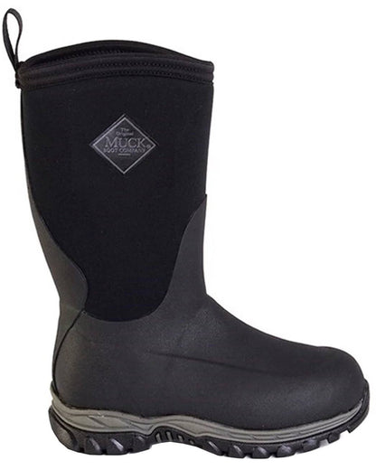 Black Coloured Muck Boots Childrens Rugged II Tall Wellingtons On A White Background