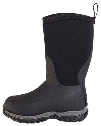 Black Coloured Muck Boots Childrens Rugged II Tall Wellingtons On A White Background