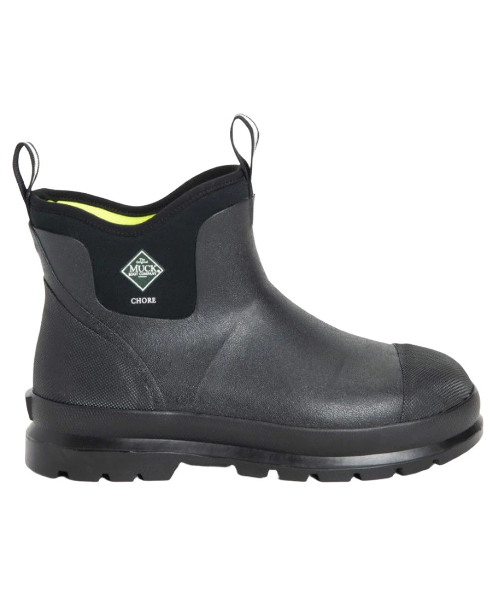 Black Coloured Muck Boots Chore Classic Chelsea Boots On A White Background